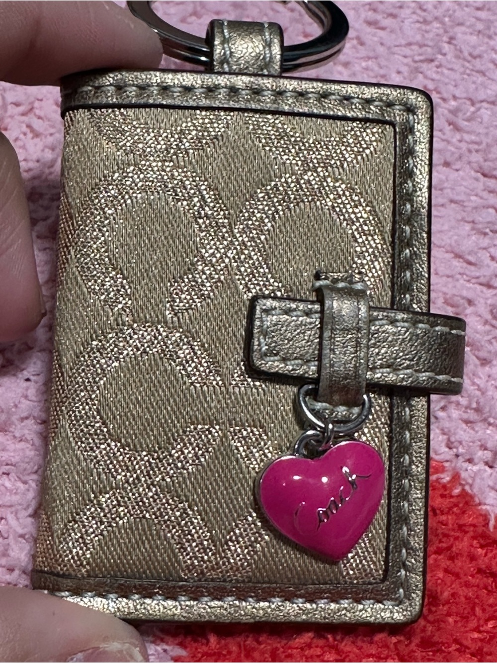 Vintage Coach Photo keychain with heart charm